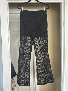 Self-Portrait Black Lace Flare Pants